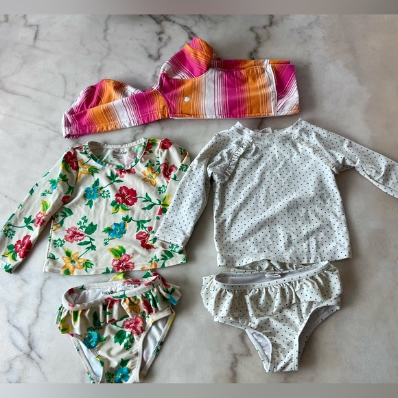 GAP Baby rashguard 2 Swimsuit StartingOut Bundle 12/18 months Floral Polka Print - Picture 2 of 8
